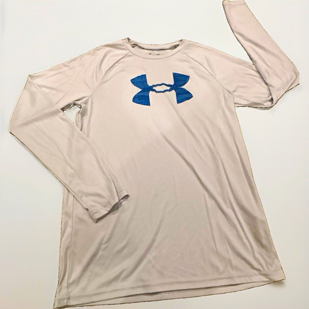 Under Armour HeatGear Boys YXL Loose Crew Neck Long Sleeve Polyester Logo Tee